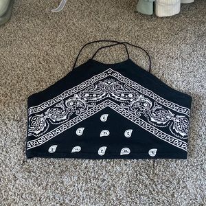 Shein: black bandanna cropped tank